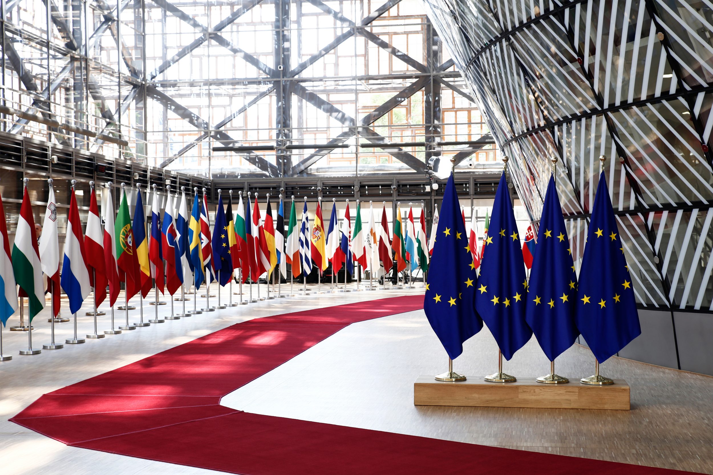 Brussels,,Belgium,Jun.,28,,2018.,Eu,Flags,In,Eu,Council